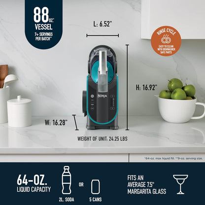 SLUSHi with RapidChill Technology, 88 oz. Frozen Drink & Slushie Machine, 5 Preset Programs, Margaritas, Frappés, and More, Premium Accents, Black, FS301